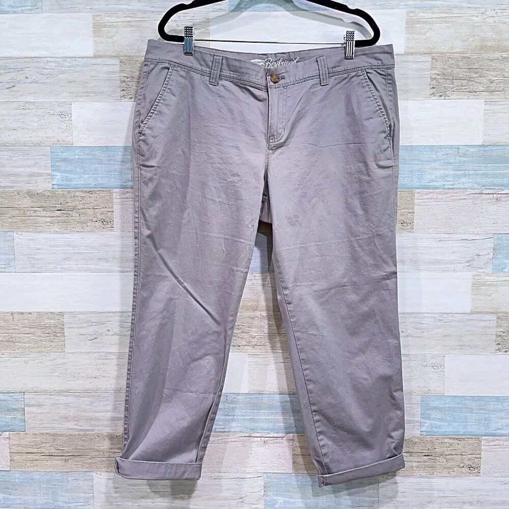 OLD NAVY The Boyfriend Slim Chino Pants Gray Womens 14